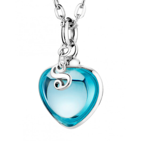 Sabay Djai Jewellery Heart Pendant with 42cm Sterling Silver Chain Aqua - Image 2