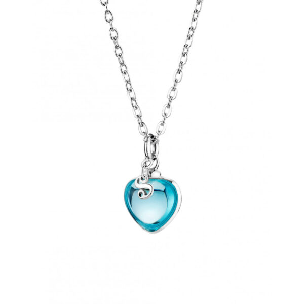 Sabay Djai Jewellery Heart Pendant with 42cm Sterling Silver Chain Aqua