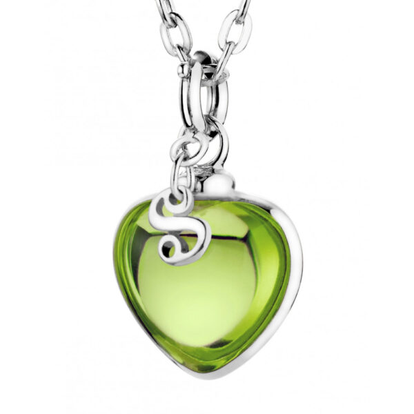 Sabay Djai Jewellery Heart Pendant with 42cm Sterling Silver Chain Olive Green - Image 2