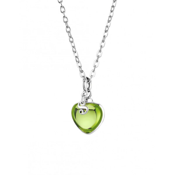 Sabay Djai Jewellery Heart Pendant with 42cm Sterling Silver Chain Olive Green