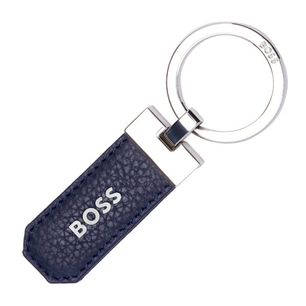 BOSS Key Ring Classic Grained Navy Leather