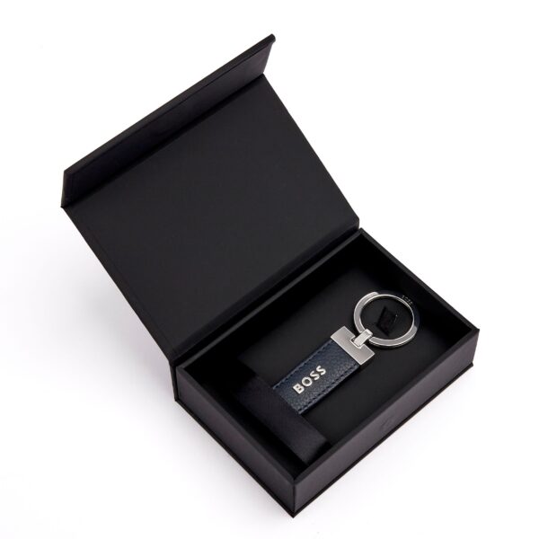 BOSS Key Ring Classic Grained Navy Leather - Image 4