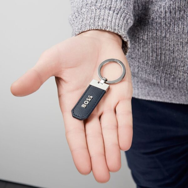 BOSS Key Ring Classic Grained Navy Leather - Image 3