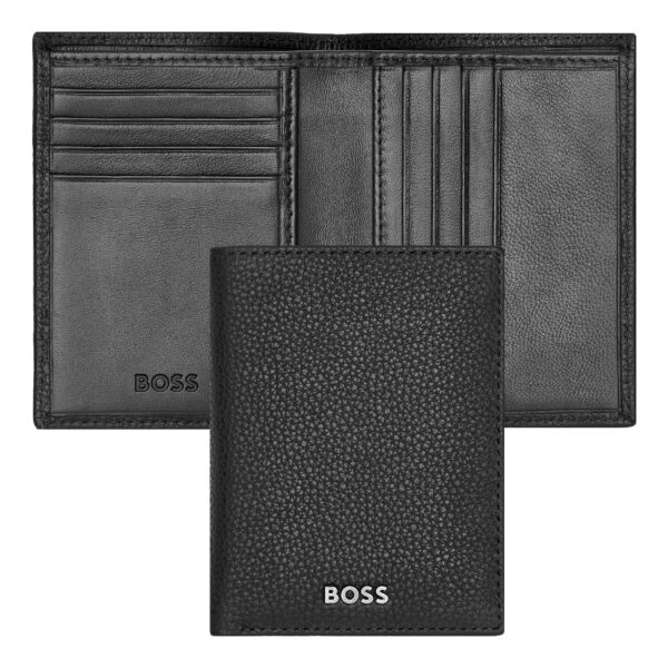 Boss Folding Leather Card holder Grained Black