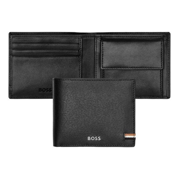 BOSS Iconic Black Leather-Coin purse Wallet