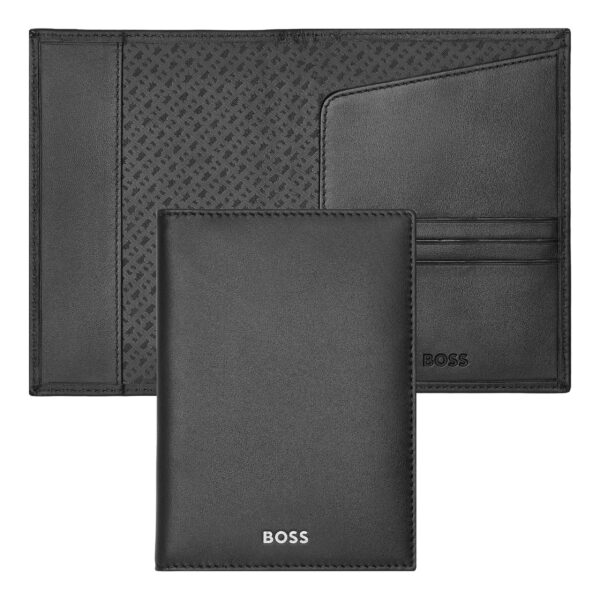 Boss Leather Passport Holder Classic Smooth Black