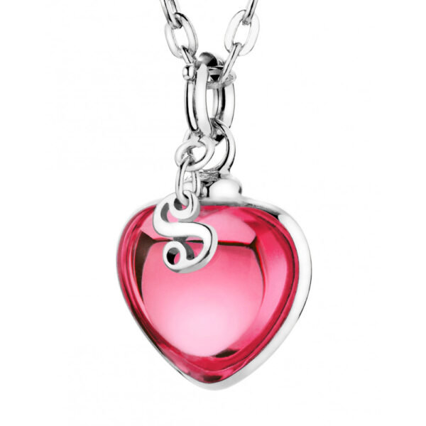 Sabay Djai Jewellery Heart Pendant with 42cm Sterling Silver Chain Pink - Image 2