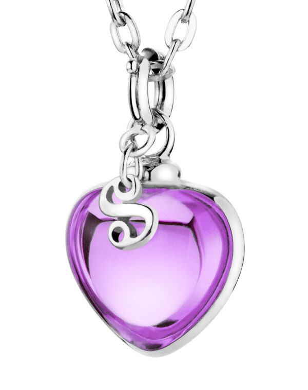 Sabay Sabay Djai Jewellery Heart Pendant with 42cm Sterling Silver Chain Violet - Image 2