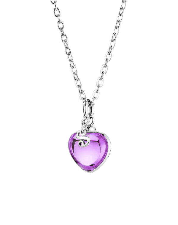 Sabay Sabay Djai Jewellery Heart Pendant with 42cm Sterling Silver Chain Violet